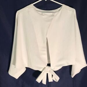 Dance & Marvel White Crop Tie Front Blouse